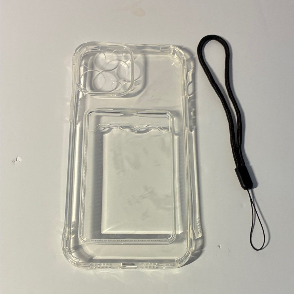 Clear Transparent Phone Case with Black Wrist Strap- IPHONE 13 PRO MAX